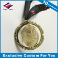 Fashionable Rotation 3D Metal Gold Medal with Ribbon